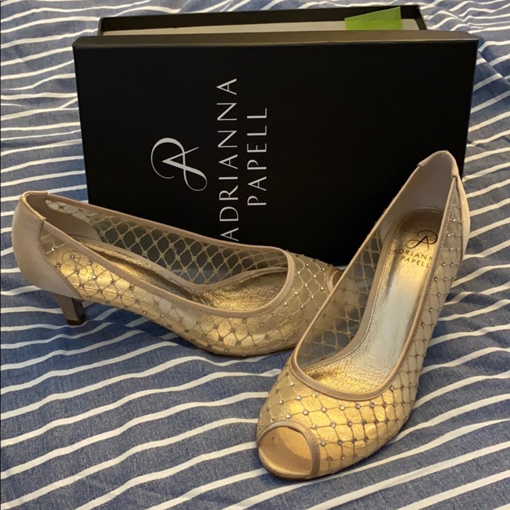 Nude/Mesh Adrianna Papell Peep-toe Heels